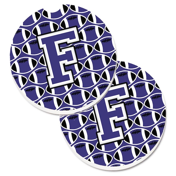 Carolines Treasures Letter F Football Purple and White Cup Holder Car Coaster, PK2 CJ1068-FCARC - main